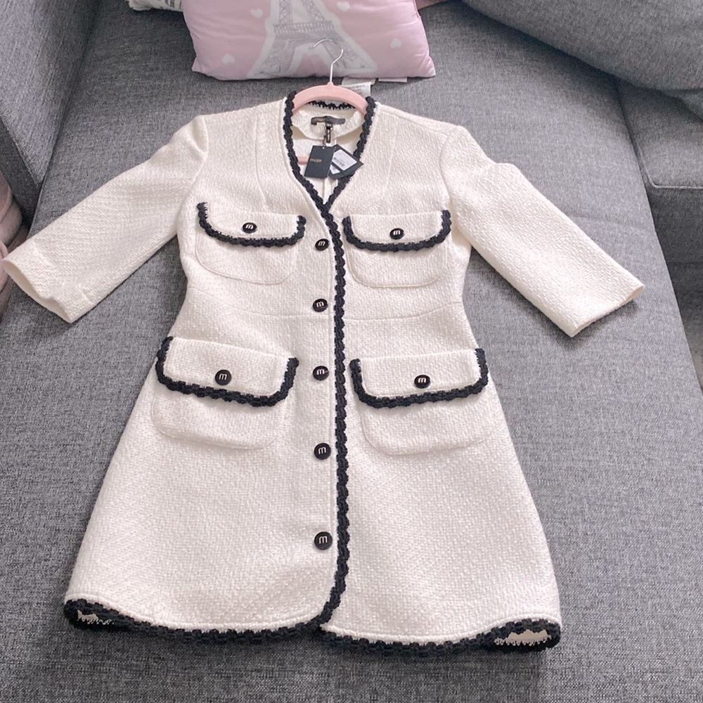 Maje white tweed dress